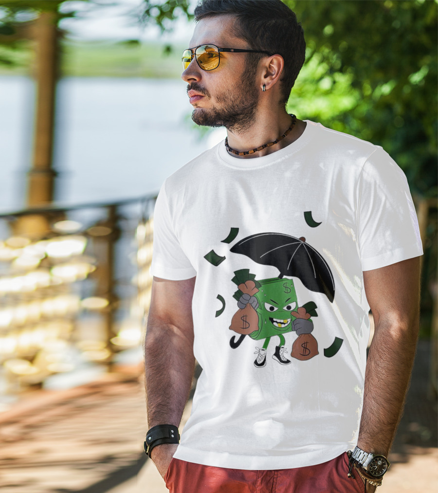 Money Man Holding Money Bags And Umbrella T-Shirt