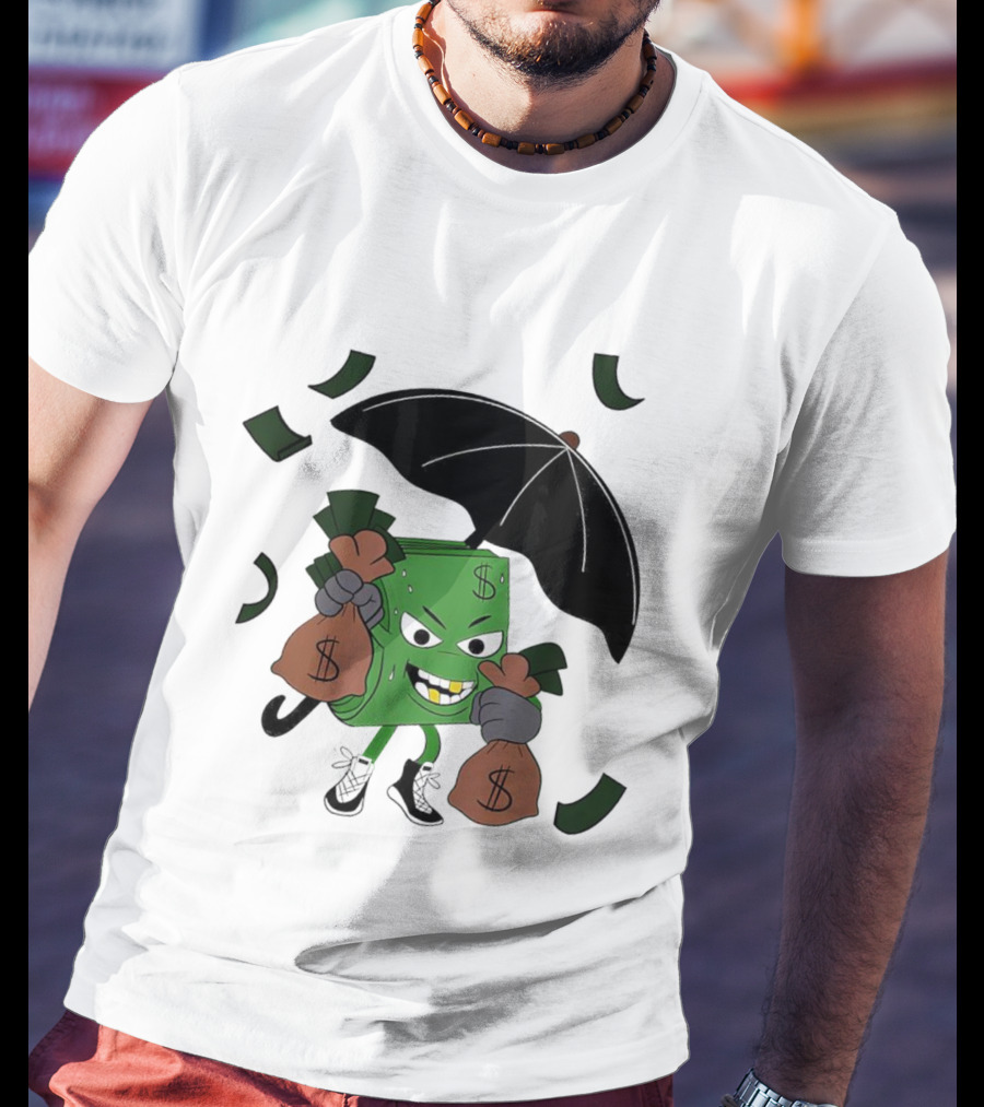 Money Man Holding Money Bags And Umbrella T-Shirt