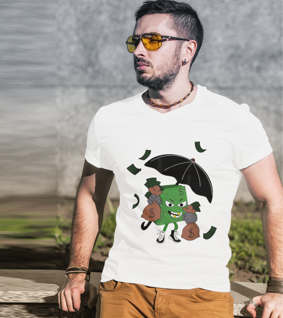 Money Man Holding Money Bags And Umbrella T-Shirt