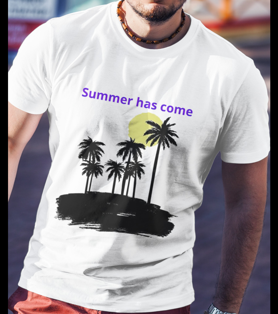 Summer Has Come Tropical Palm Silhouette Moonlit Evening T-Shirt