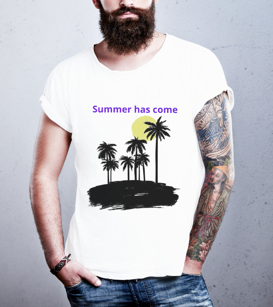 Summer Has Come Tropical Palm Silhouette Moonlit Evening T-Shirt