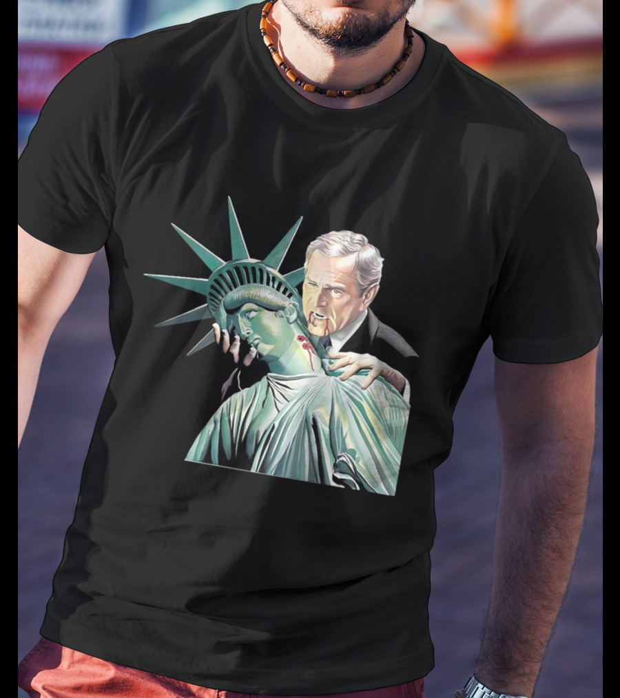 George Bush As Vampire Biting Statue Of Liberty T-Shirt