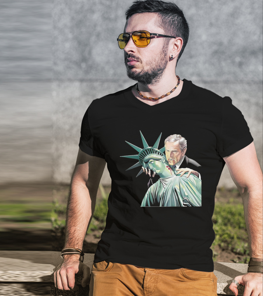 George Bush As Vampire Biting Statue Of Liberty T-Shirt