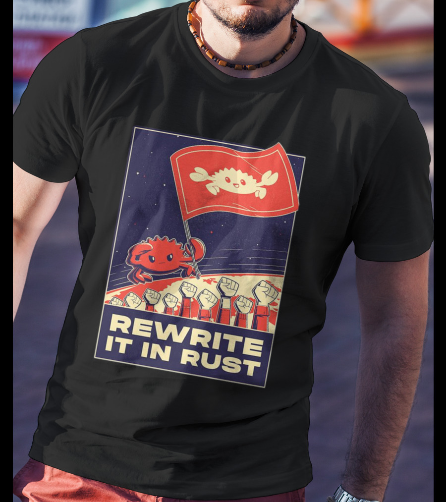 Rewrite It In Rust With Ferris Crab Flag Revolution T-Shirt