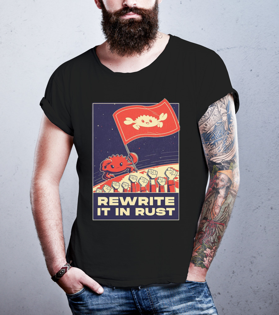 Rewrite It In Rust With Ferris Crab Flag Revolution T-Shirt