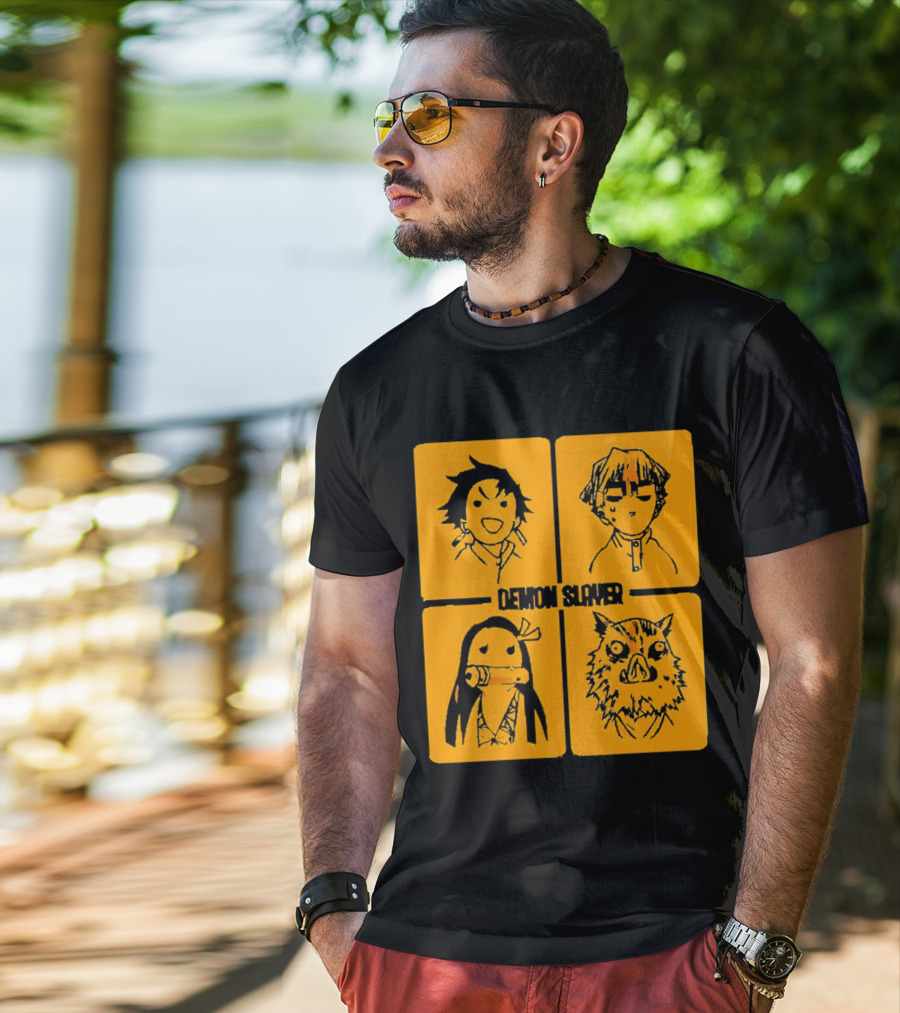 Demon Slayer Tanjiro Nezuko Inosuke Zenitsu Iconic Characters T-Shirt