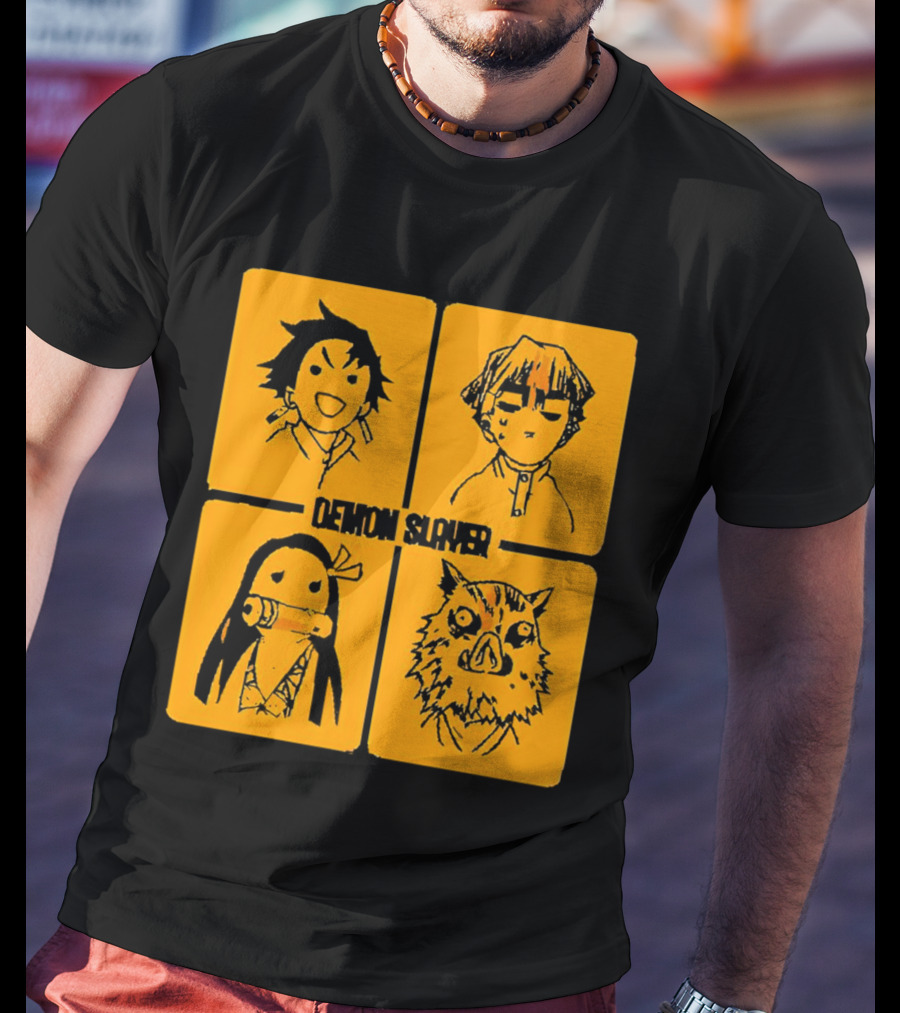 Demon Slayer Tanjiro Nezuko Inosuke Zenitsu Iconic Characters T-Shirt