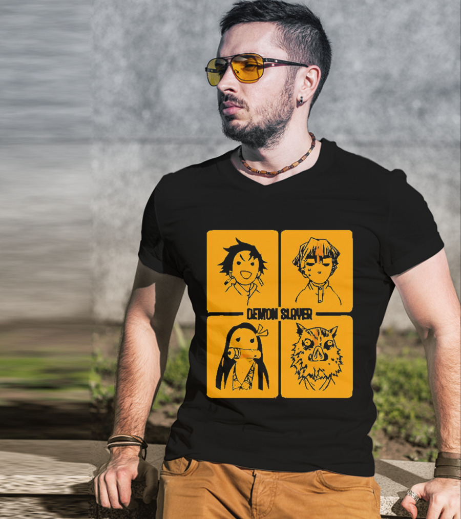 Demon Slayer Tanjiro Nezuko Inosuke Zenitsu Iconic Characters T-Shirt