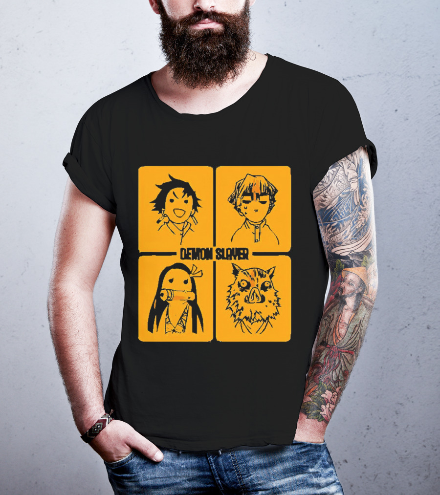 Demon Slayer Tanjiro Nezuko Inosuke Zenitsu Iconic Characters T-Shirt