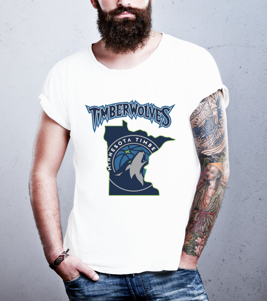 Minnesota Timberwolves Logo Map T-Shirt