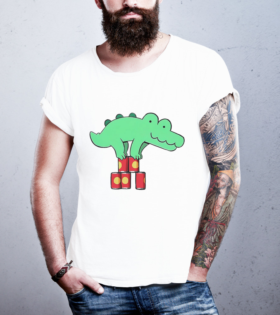 Orlando Funny Cartoon Crocodile Balancing On Red Cans T-Shirt