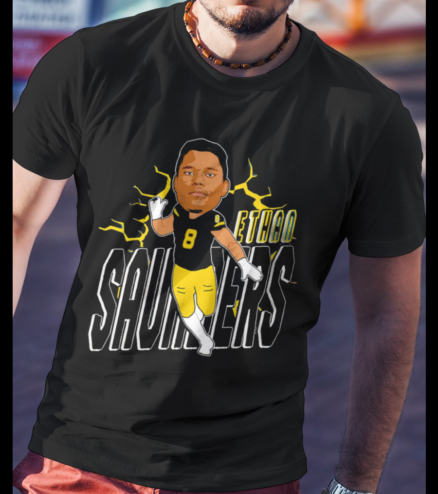 Ethan Saunders Number 8 Delaware Fightin’ Blue Hens Football T-Shirt