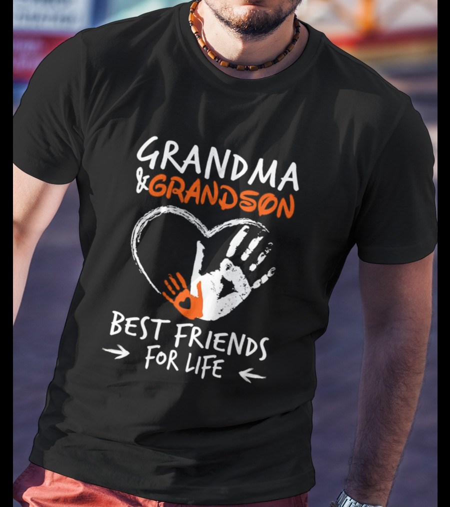 Grandma And Grandson Heart Handprints Best Friends For Life T-Shirt