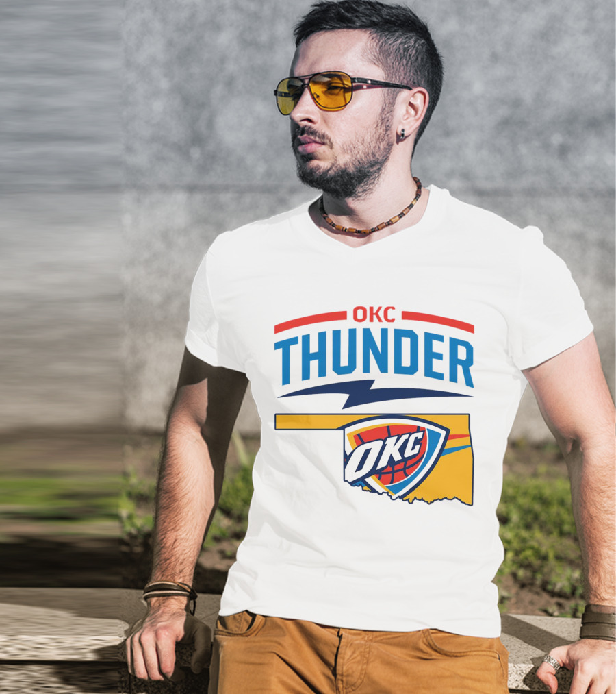 OKC Thunder Basketball Oklahoma Map T-Shirt