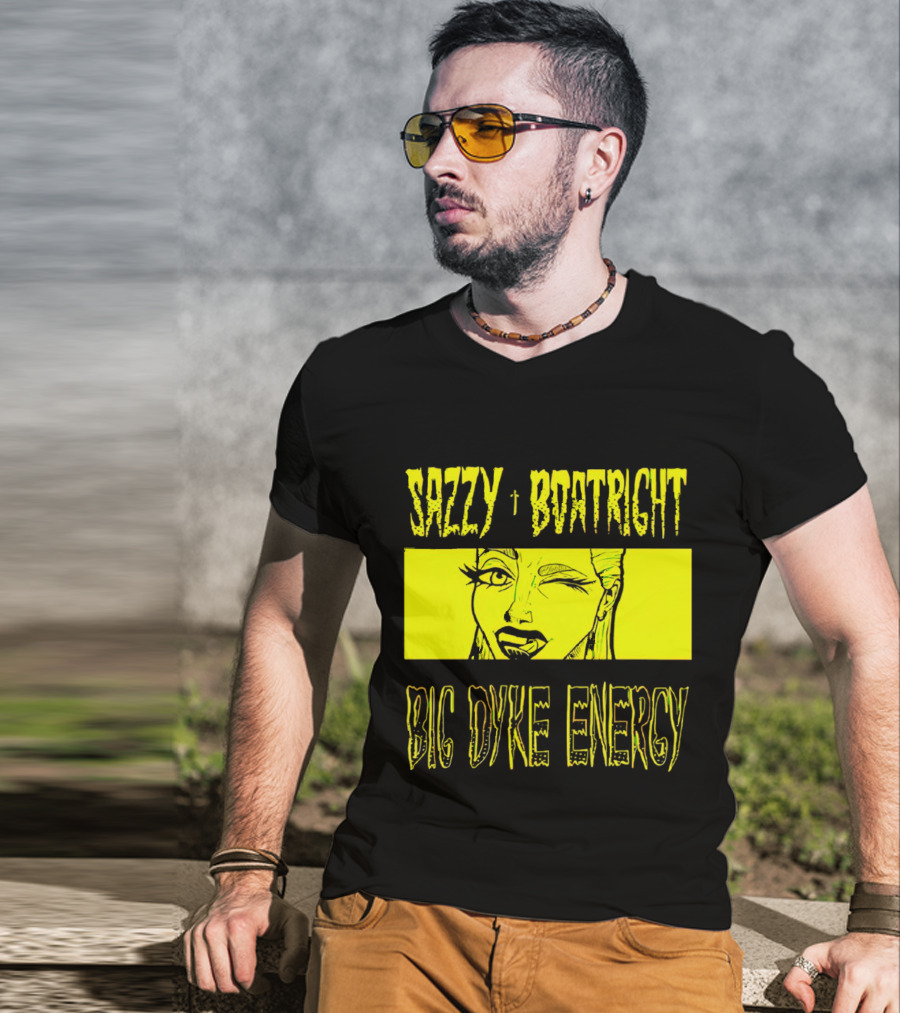 Sazzy Boatright Big Dyke Energy Winking Yellow Comic T-Shirt