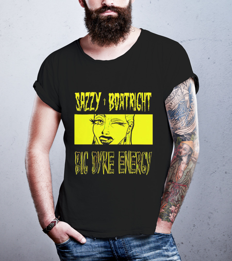 Sazzy Boatright Big Dyke Energy Winking Yellow Comic T-Shirt