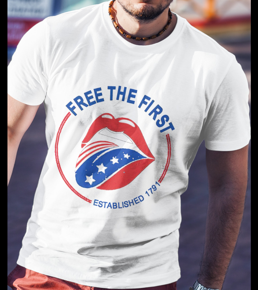 Free The First Red Lips Stars Established 1791 T-Shirt