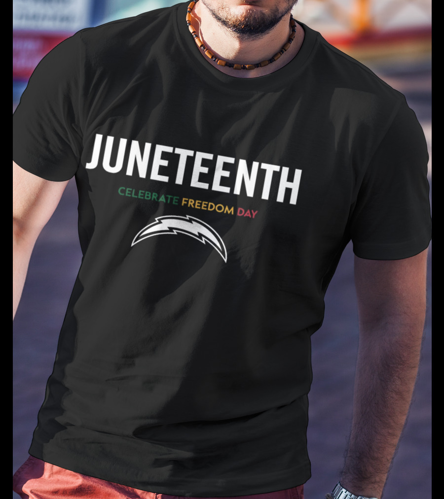 Juneteenth Celebrate Freedom Day Los Angeles Chargers Bolt T-Shirt