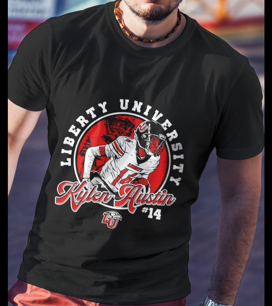 Liberty University Kylen Austin #14 NCAA Football Caricature T-Shirt