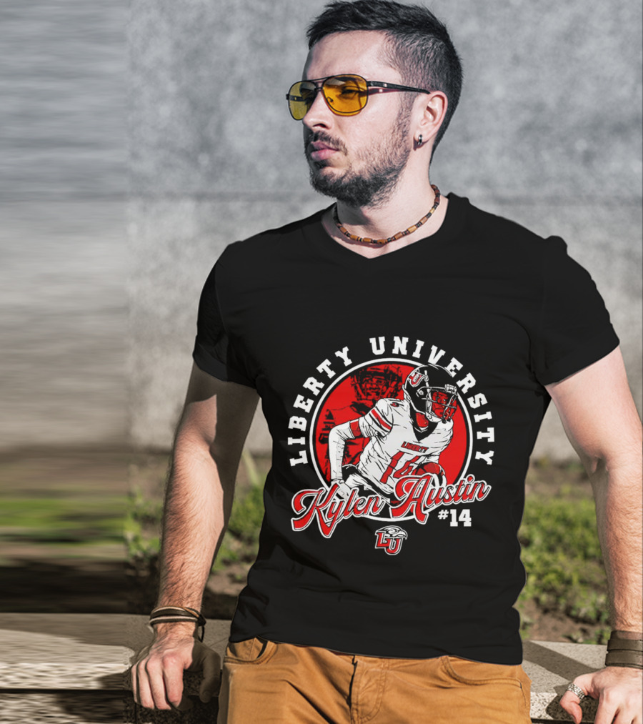 Liberty University Kylen Austin #14 NCAA Football Caricature T-Shirt