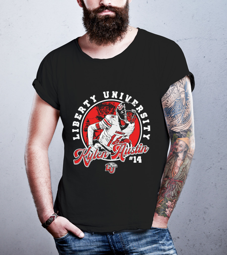 Liberty University Kylen Austin #14 NCAA Football Caricature T-Shirt