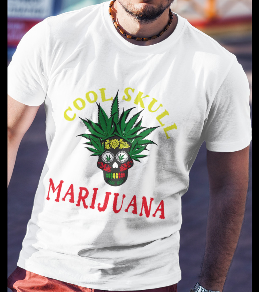 Cool Skull Marijuana Weed Lovers T-Shirt