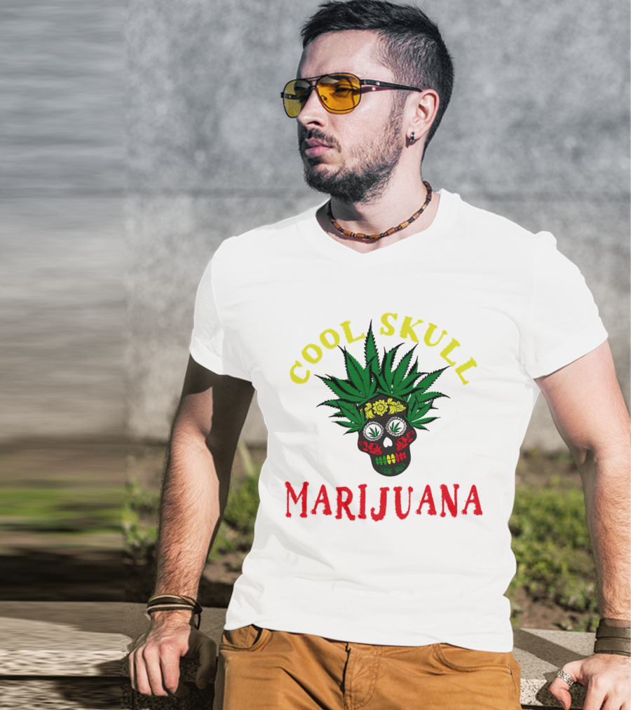 Cool Skull Marijuana Weed Lovers T-Shirt