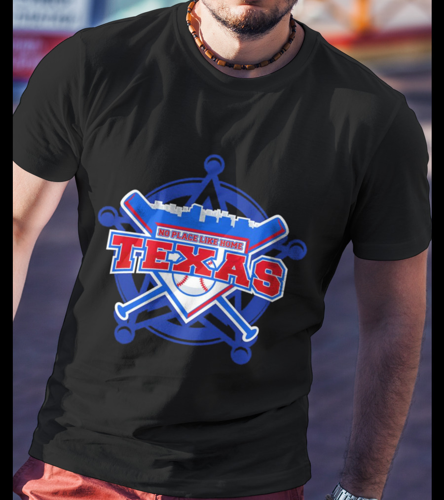 No Place Like Home Texas Baseball Crossed Bats And Ball T-Shirt