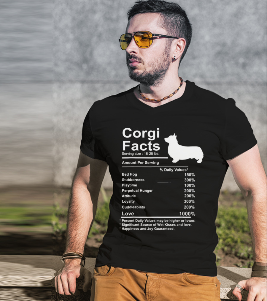 Corgi Facts Love Loyalty Attitude Stubbornness Happiness Guaranteed T-Shirt