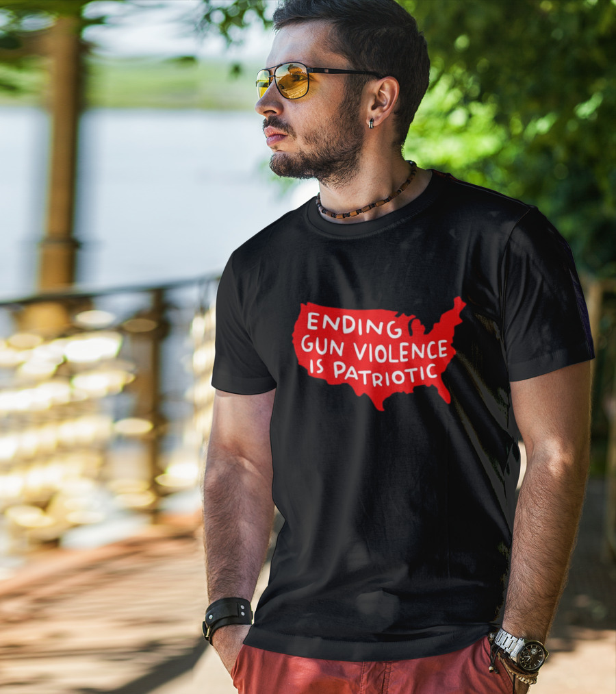 Ending Gun Violence Is Patriotic Red USA Map T-Shirt