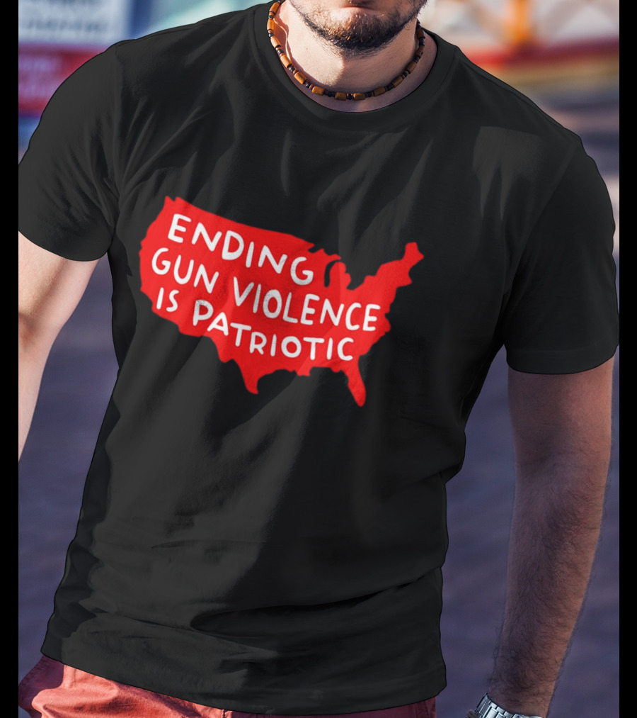 Ending Gun Violence Is Patriotic Red USA Map T-Shirt