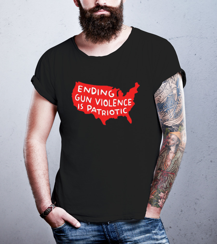 Ending Gun Violence Is Patriotic Red USA Map T-Shirt