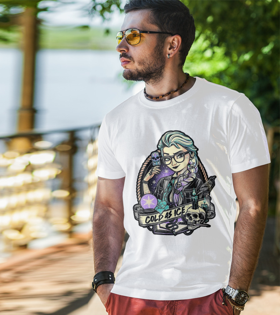 Frozen Elsa Cold As Ice Skull Raven Gothic Elements T-Shirt