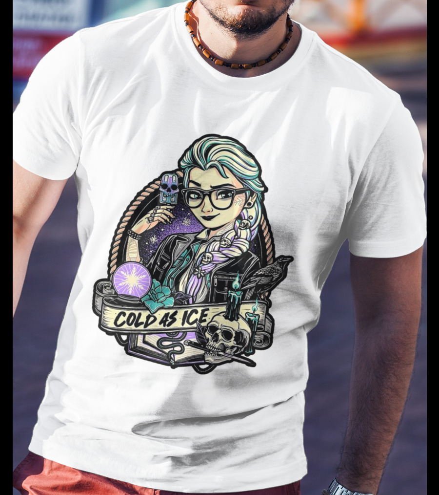 Frozen Elsa Cold As Ice Skull Raven Gothic Elements T-Shirt
