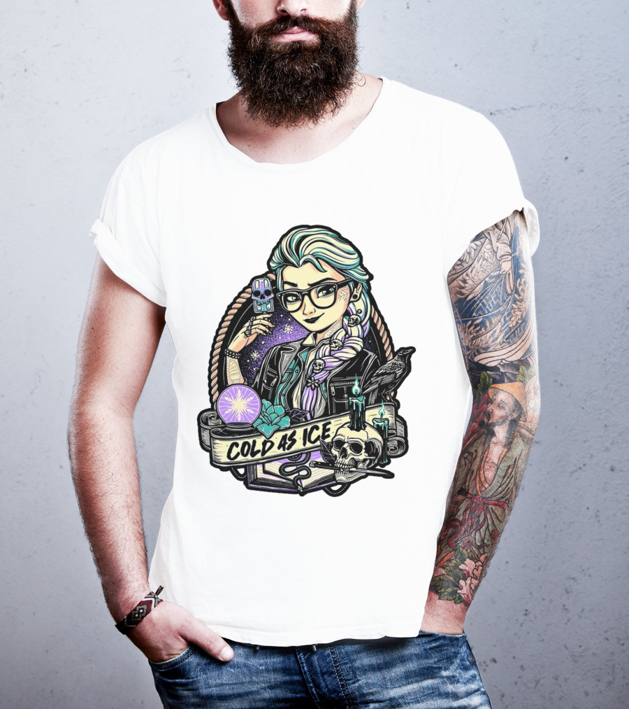 Frozen Elsa Cold As Ice Skull Raven Gothic Elements T-Shirt
