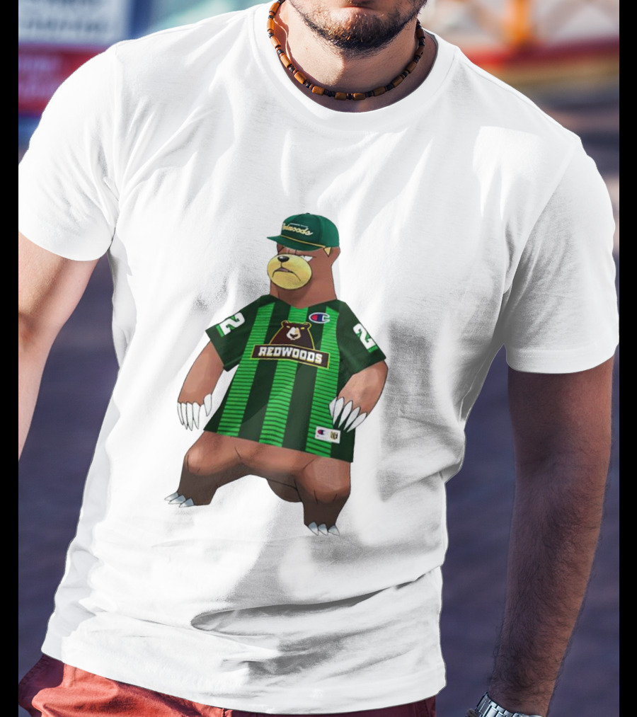 Redwoods Lacrosse Bear Mascot Green Jersey 22 T-Shirt