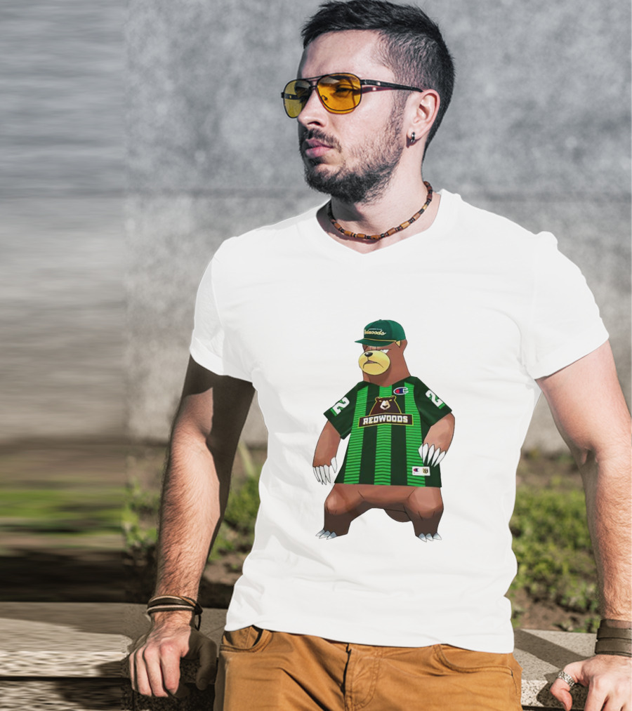 Redwoods Lacrosse Bear Mascot Green Jersey 22 T-Shirt