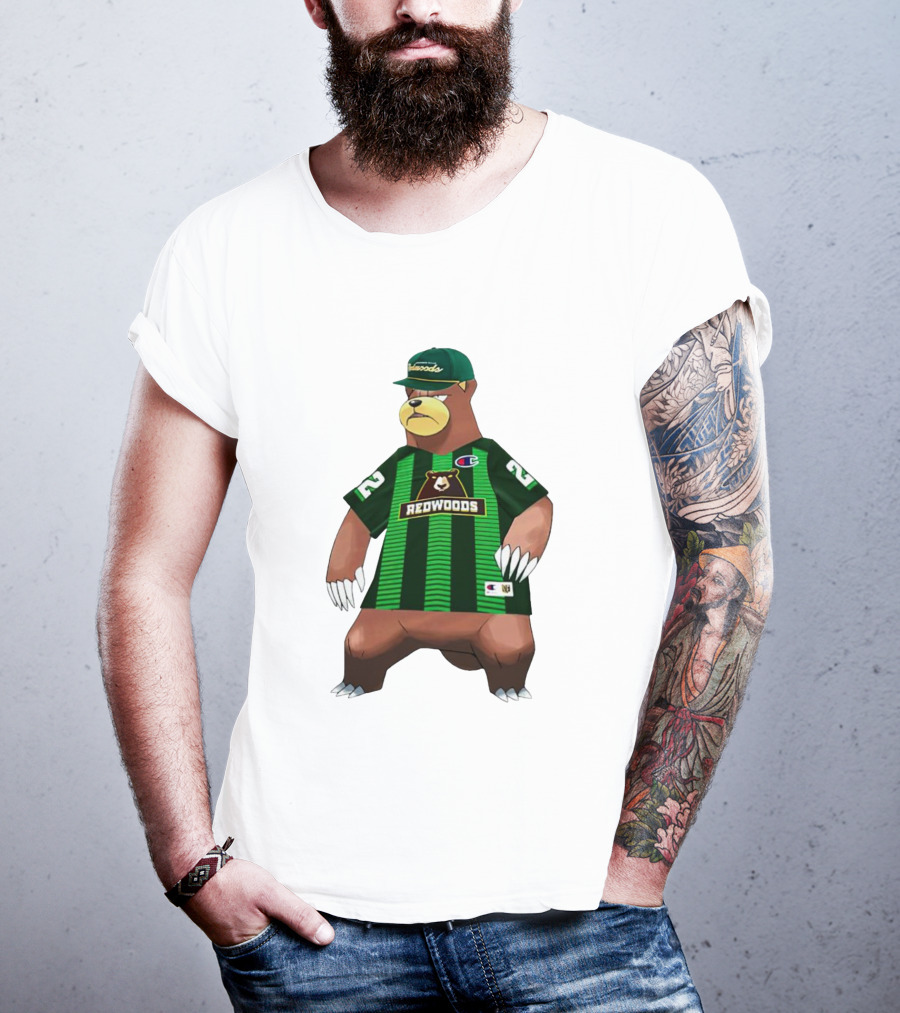 Redwoods Lacrosse Bear Mascot Green Jersey 22 T-Shirt
