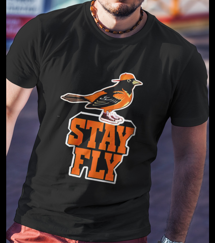 Baltimore Orioles Stay Fly Bird With Sneakers And Cap T-Shirt
