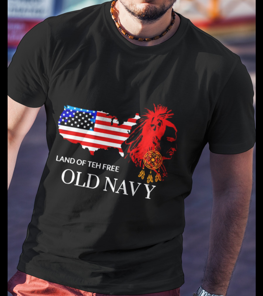 Land Of Teh Free Old Navy USA Flag Native American T-Shirt