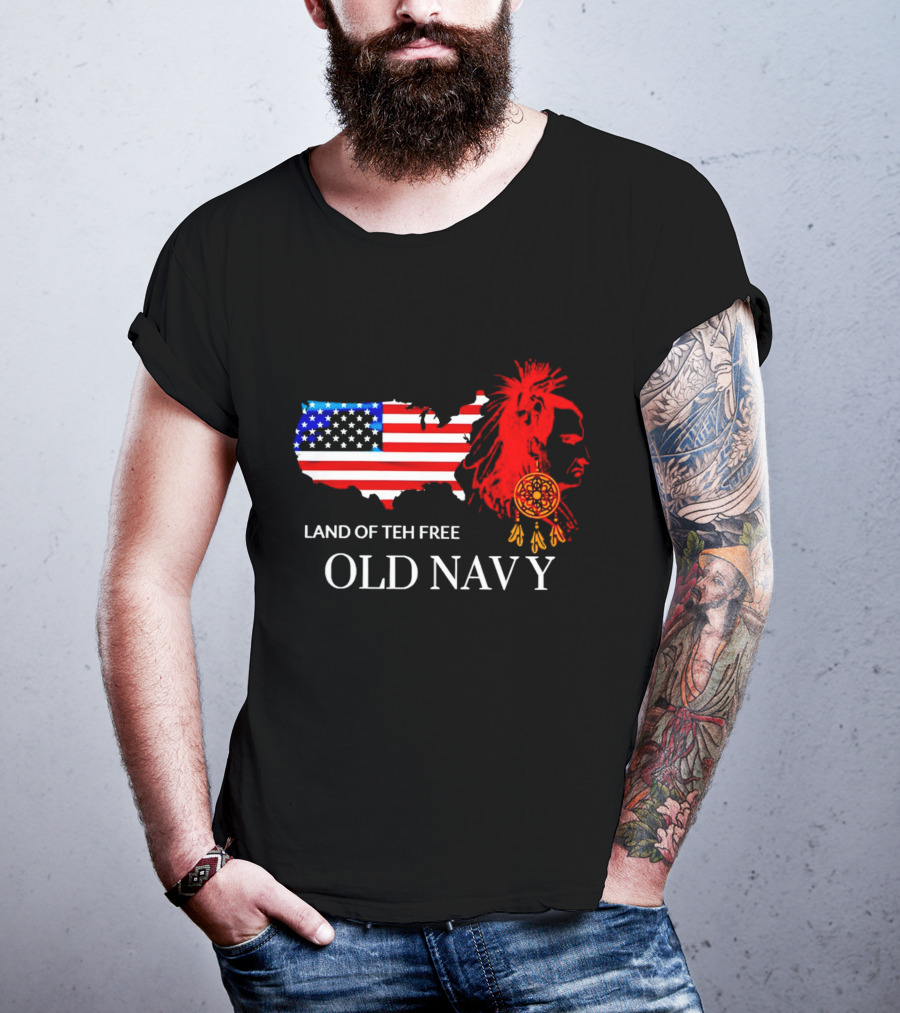 Land Of Teh Free Old Navy USA Flag Native American T-Shirt