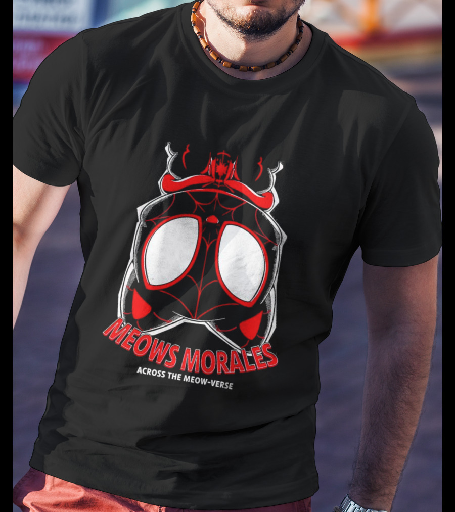 Meows Morales Across The Meow-Verse Spider Cat Mask T-Shirt