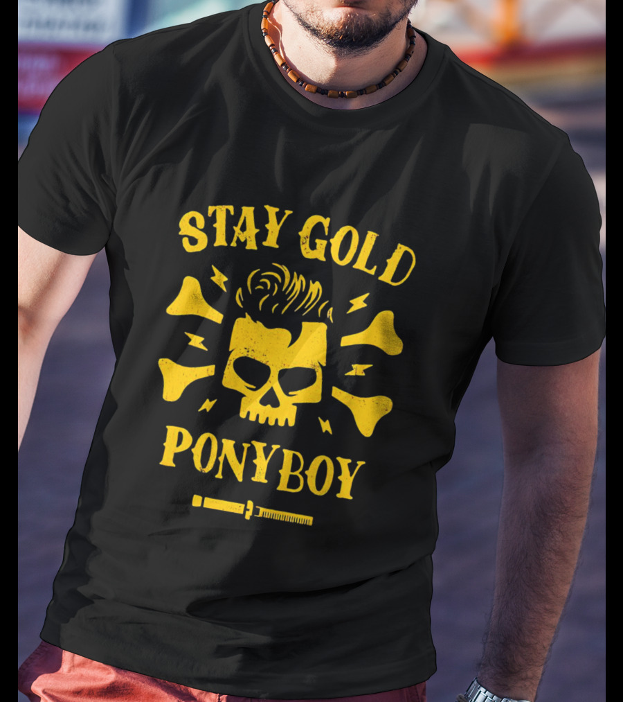 Stay Gold Ponyboy Skull With Comb And Bones T-Shirt