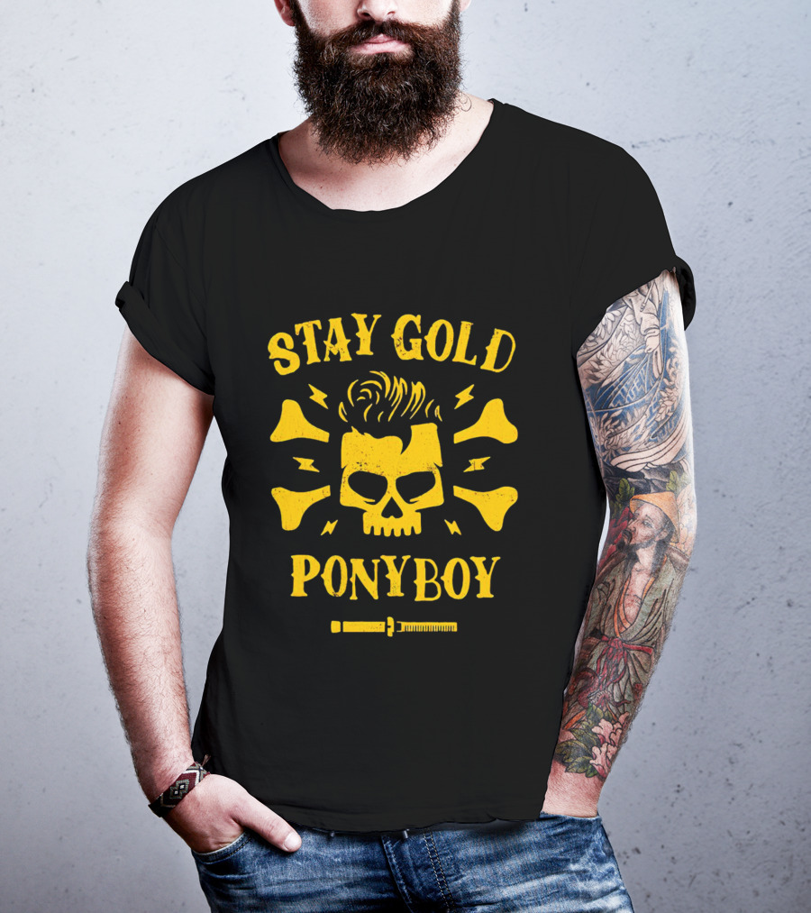 Stay Gold Ponyboy Skull With Comb And Bones T-Shirt
