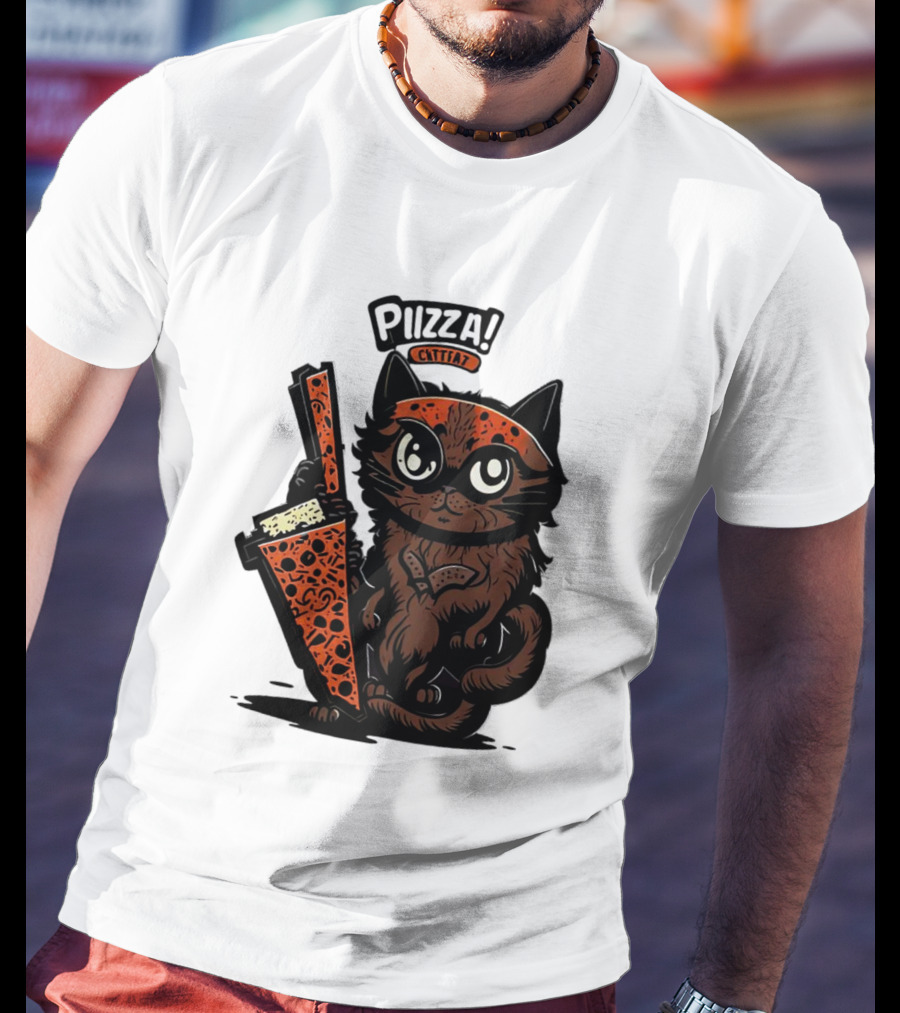 Pizza Cat Cattfat Meow That's A Good Slice T-Shirt