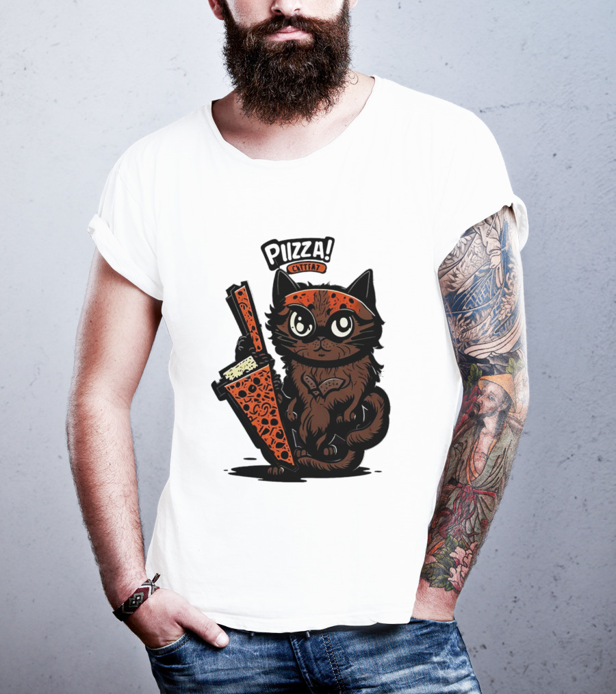 Pizza Cat Cattfat Meow That's A Good Slice T-Shirt