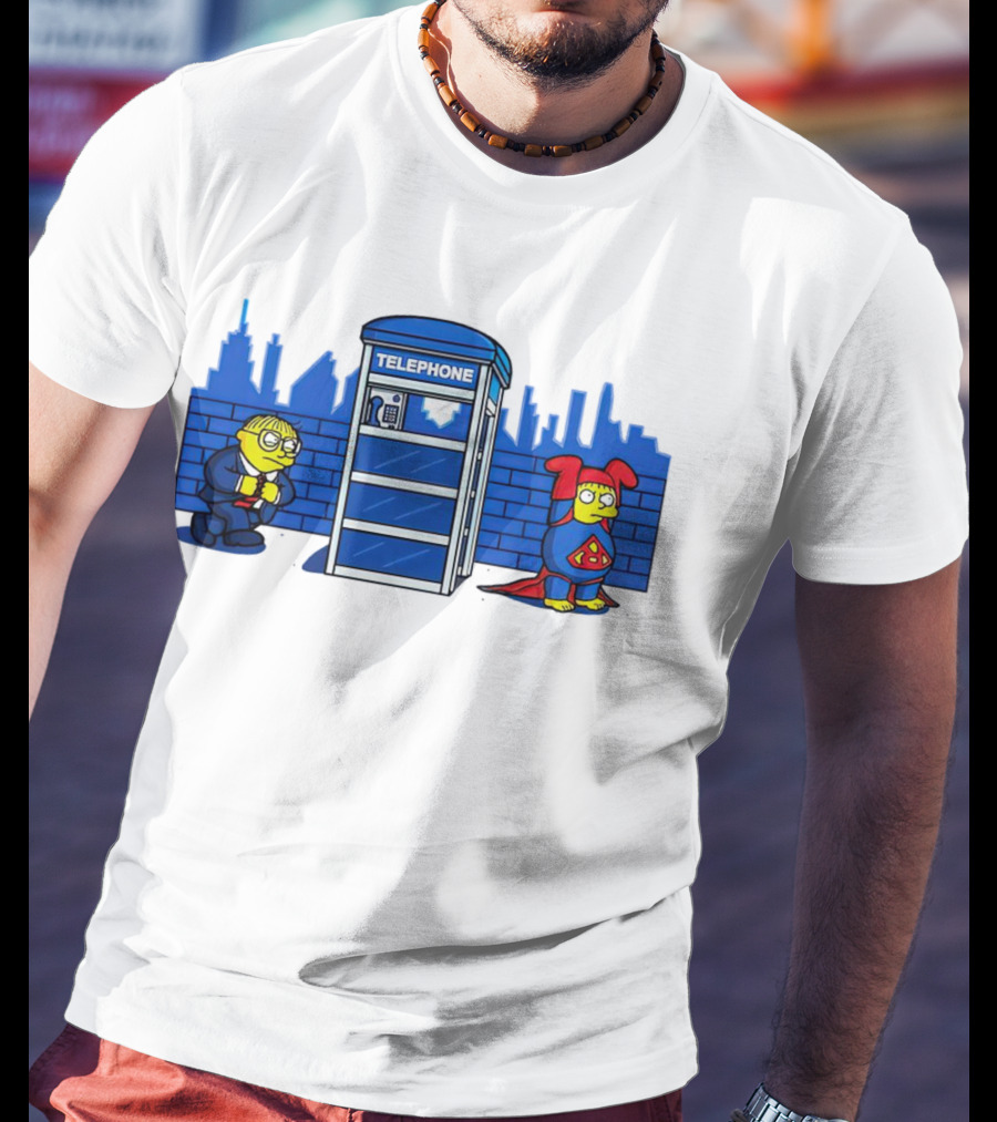 Simpson Telephone Booth Superhero Transform T-Shirt
