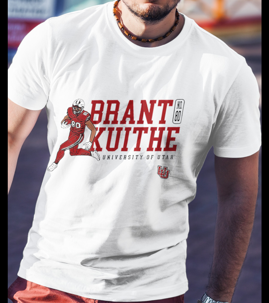 Brant Kuithe No. 80 University Of Utah Utes Football Caricature T-Shirt