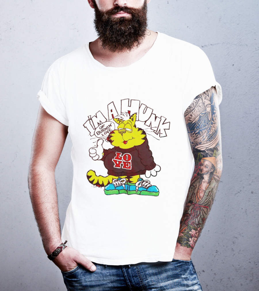 Garfield I'm A Hunk Of Burnin Love With Bold Sweater And Sneakers T-Shirt