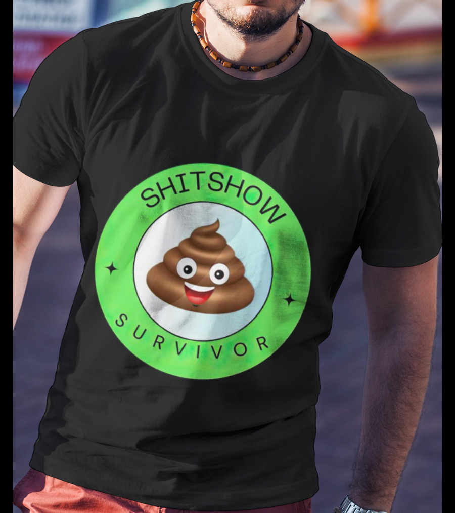 Shitshow Survivor Poop Emoji Circle Emblem T-Shirt
